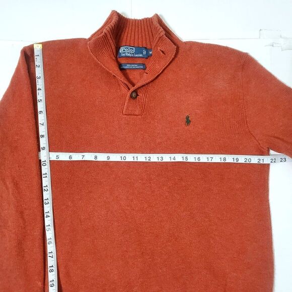 Vintage Polo Ralph Lauren Heavy Knit Pullover Sweater Size M Red Button Collar - Picture 8 of 11